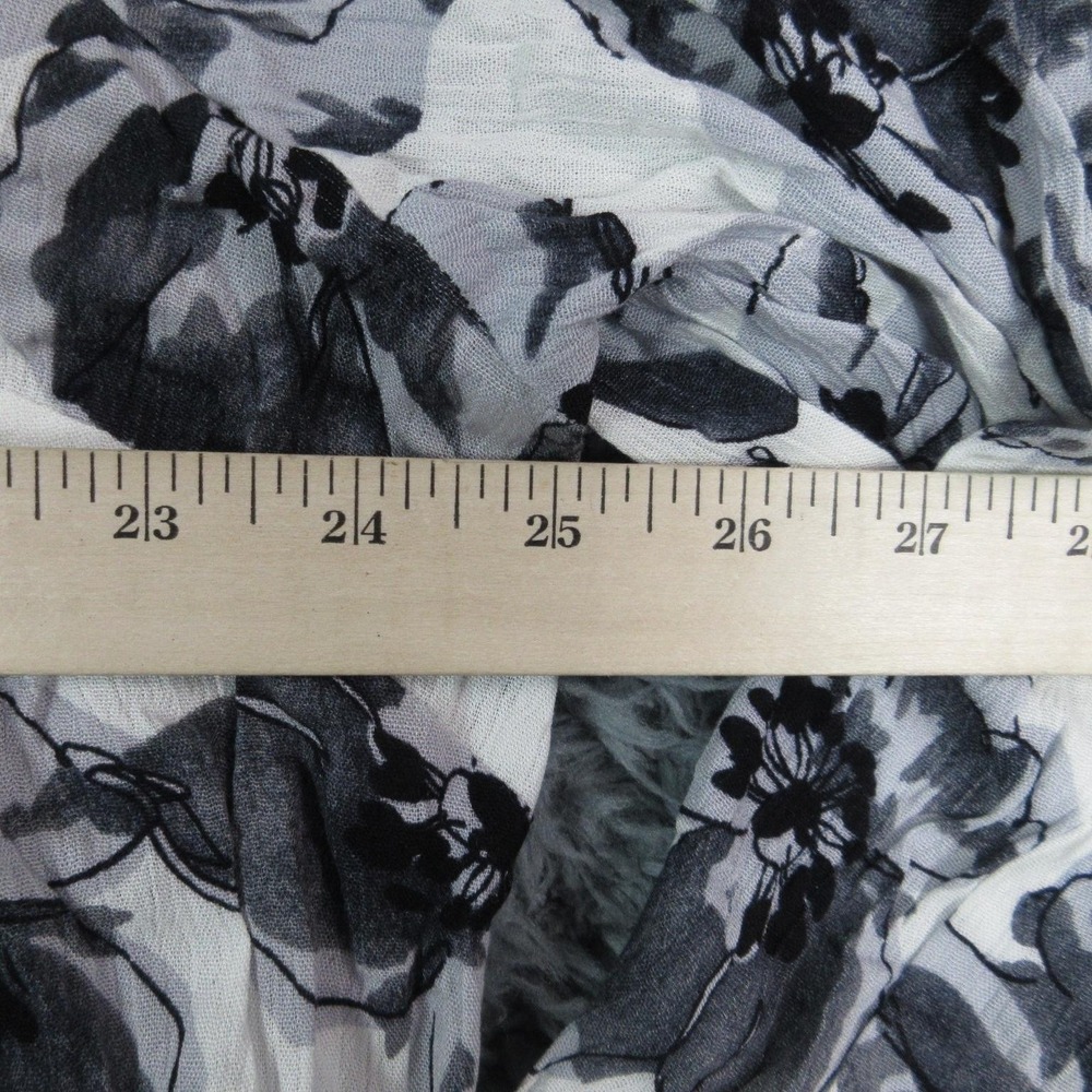 Monday Fun Blouse Shirt Womens 2X White Black Floral 3/4 Sleeve Henley Tunic - Picture 3 of 10